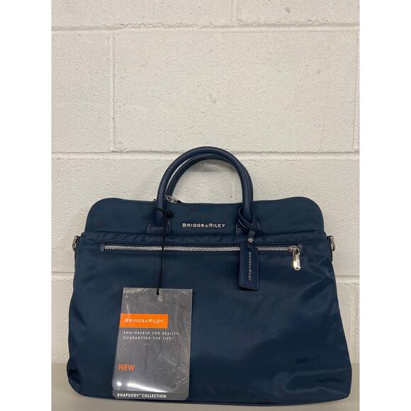 NWT Briggs & Riley Navy Blue Rhapsody Slim Business Case Laptop Travel Work Bag - Picture 2 of 8